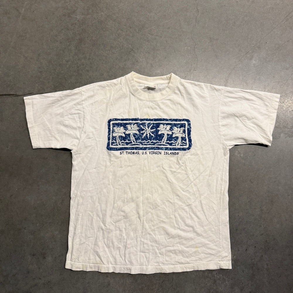 Vintage Paradise St Thomas US Virgin Islands Graphic T-Shirt White XL